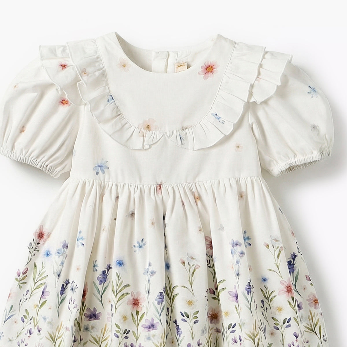 Giggles Round Neck Short Sleeves A-line Dress with Floral Print