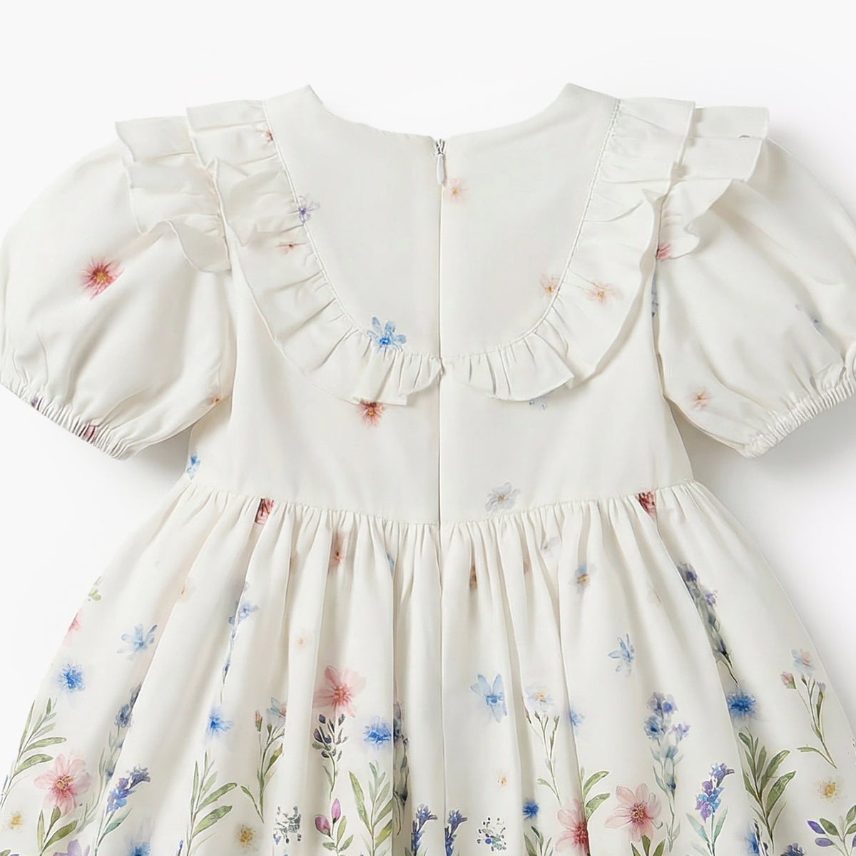 Giggles Round Neck Short Sleeves A-line Dress with Floral Print