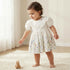 Giggles Round Neck Short Sleeves A-line Dress with Floral Print - White / 24-36 mths