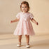 Giggles Peter Pan Collar Short Sleeves A-line Dress with Lace and Bow Design - Pink / 12-18 mths