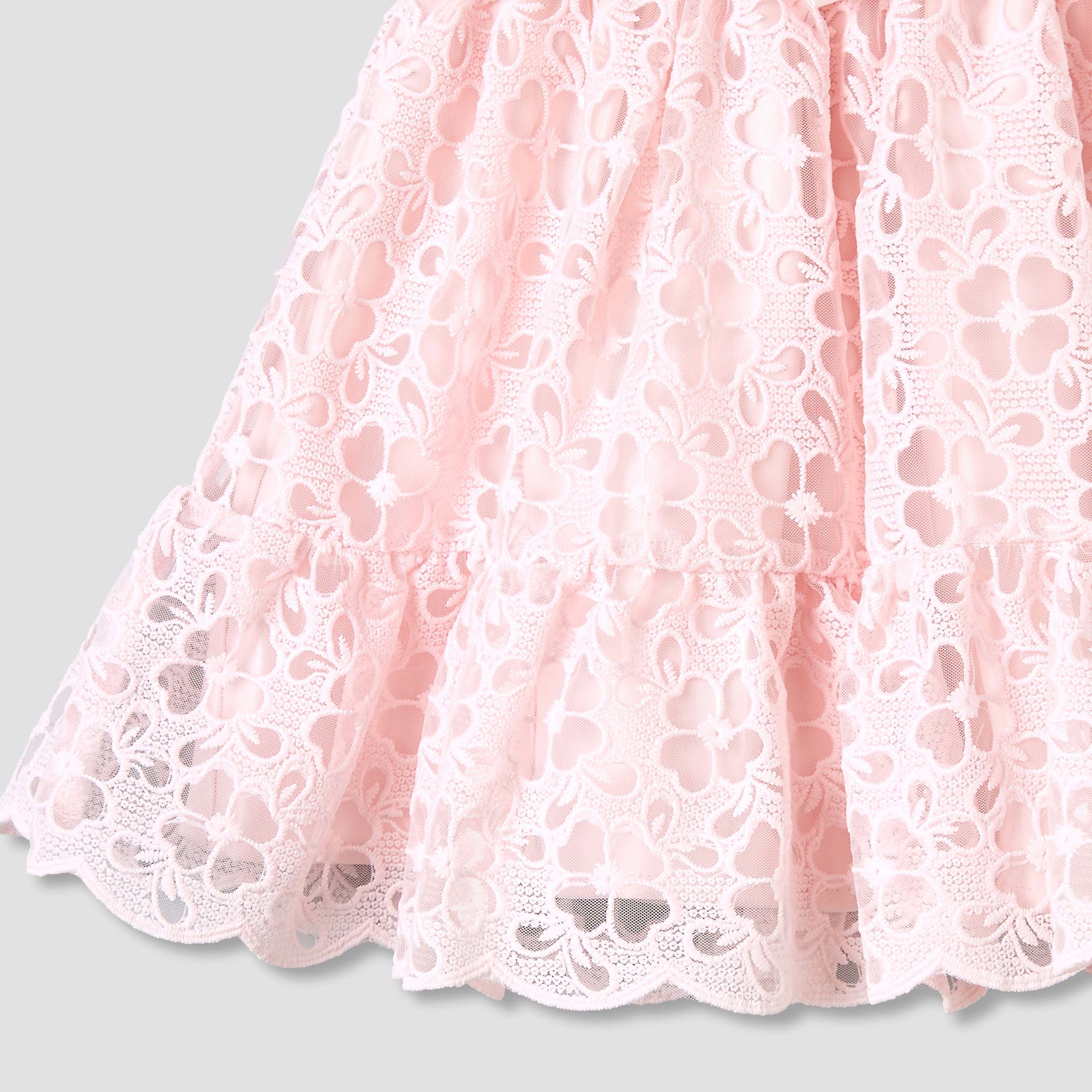 Giggles Peter Pan Collar Short Sleeves A-line Dress with Lace and Bow Design