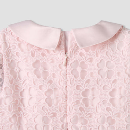 Giggles Peter Pan Collar Short Sleeves A-line Dress with Lace and Bow Design
