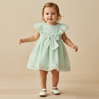 Giggles Square Neck Short Sleeve Skater Dress with Bloomers and Floral Embroidery-undefined-image-1