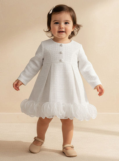 Giggles Round Neck Long Sleeves Dress with Ruffle Detail-baby-girls-clothing-dressesandjumpsuits-image-1