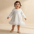 Giggles Round Neck Long Sleeves Dress with Ruffle Detail - White / 18-24 mths