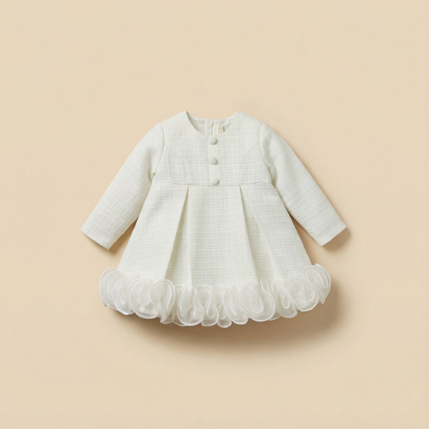 Giggles Round Neck Long Sleeves Dress with Ruffle Detail