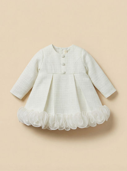 Giggles Round Neck Long Sleeves Dress with Ruffle Detail-baby-girls-clothing-dressesandjumpsuits-image-2