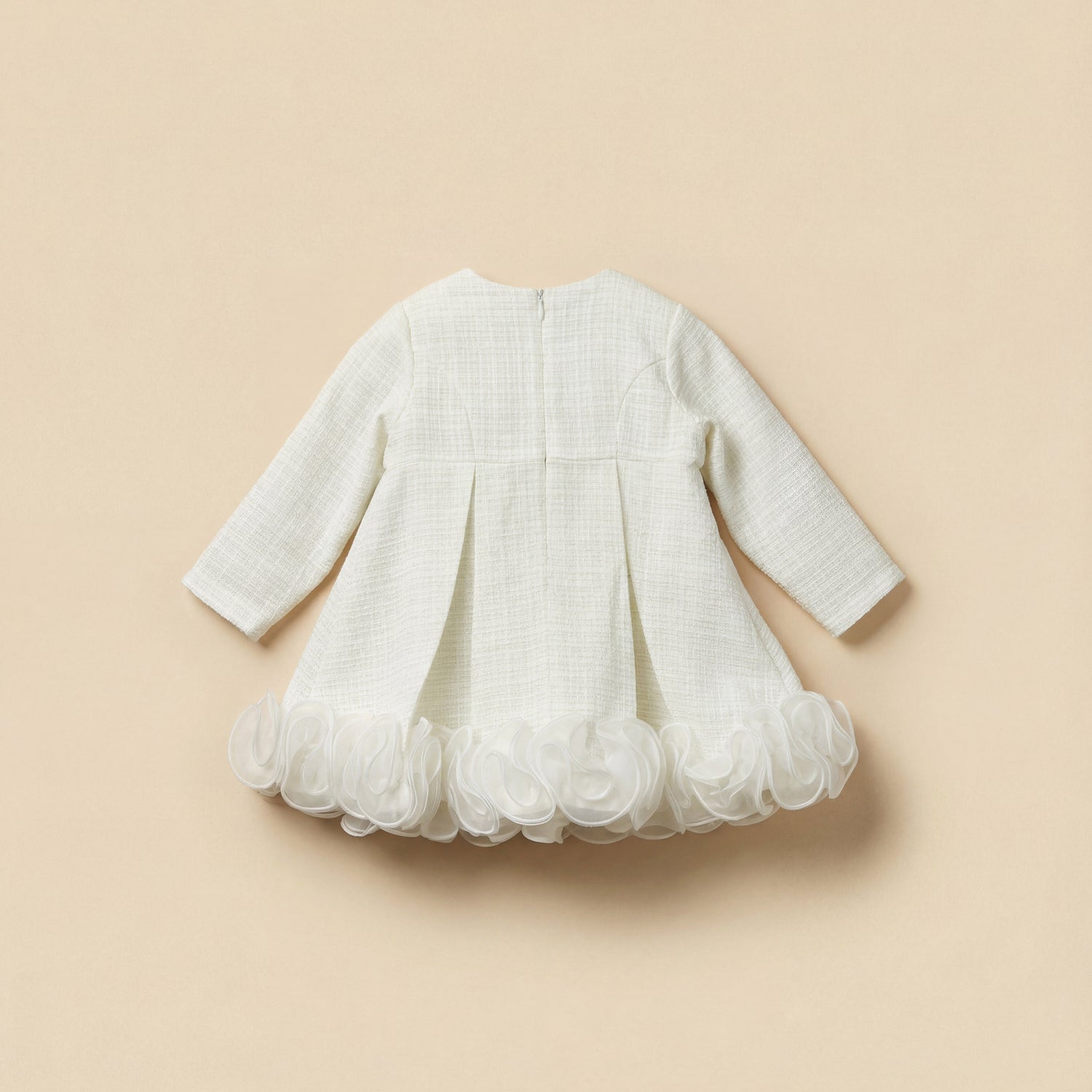 Giggles Round Neck Long Sleeves Dress with Ruffle Detail
