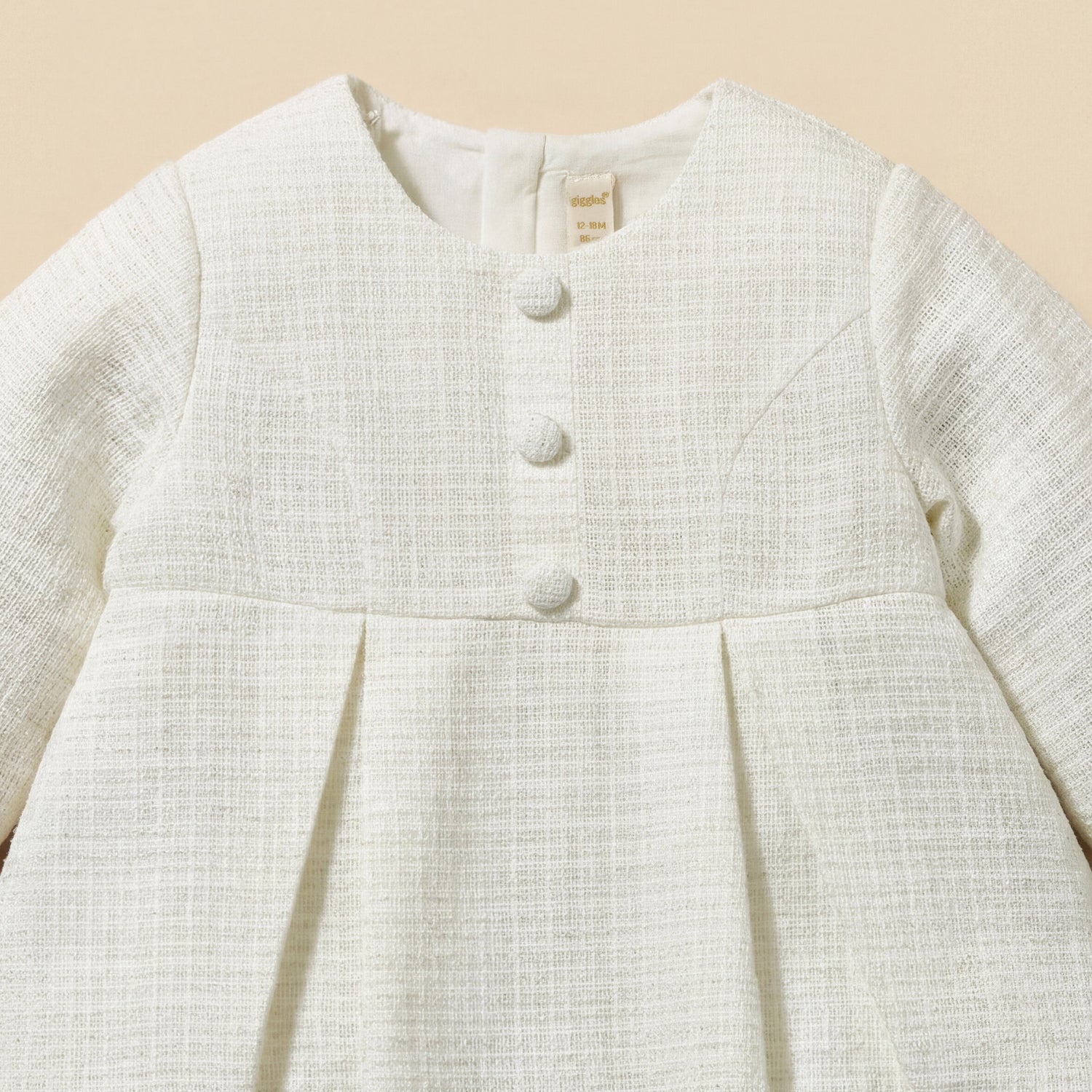 Giggles Round Neck Long Sleeves Dress with Ruffle Detail