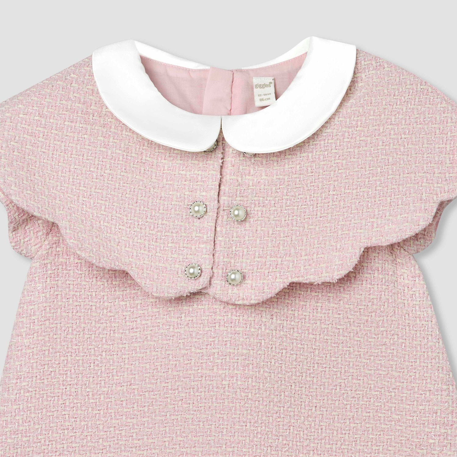 Giggles Peter Pan Collar Short Sleeves A-line Dress with Tights