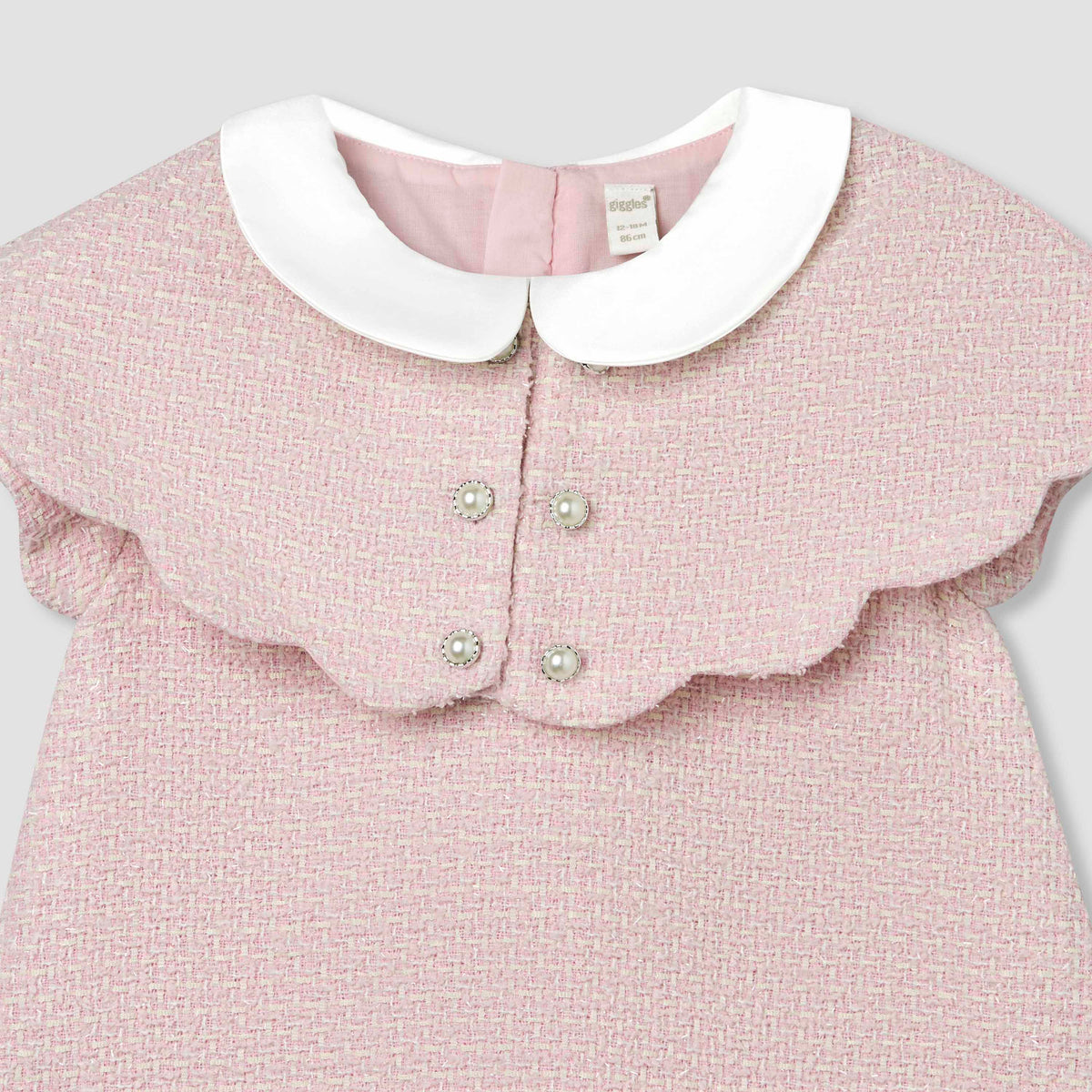Giggles Peter Pan Collar Short Sleeves A-line Dress with Tights