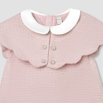 Giggles Peter Pan Collar Short Sleeves A-line Dress with Tights