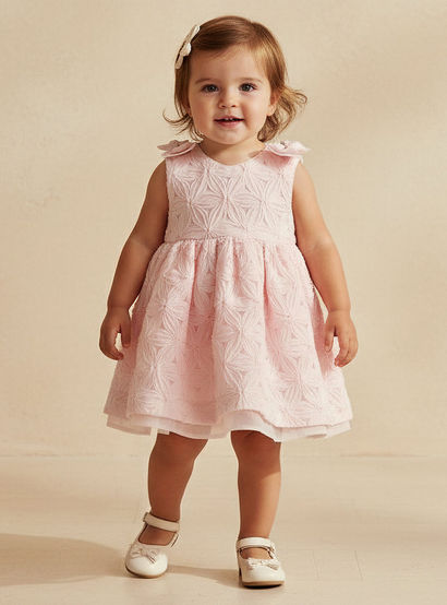 Giggles V-neck Sleeveless A-line Dress with Lace and Bow Design-baby-girls-clothing-dressesandjumpsuits-image-1