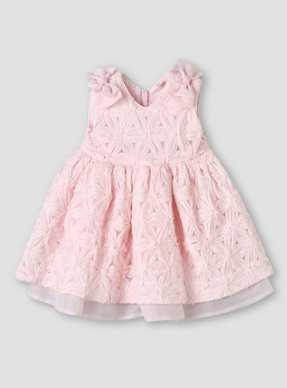 Giggles V-neck Sleeveless A-line Dress with Lace and Bow Design-baby-girls-clothing-dressesandjumpsuits-image-2