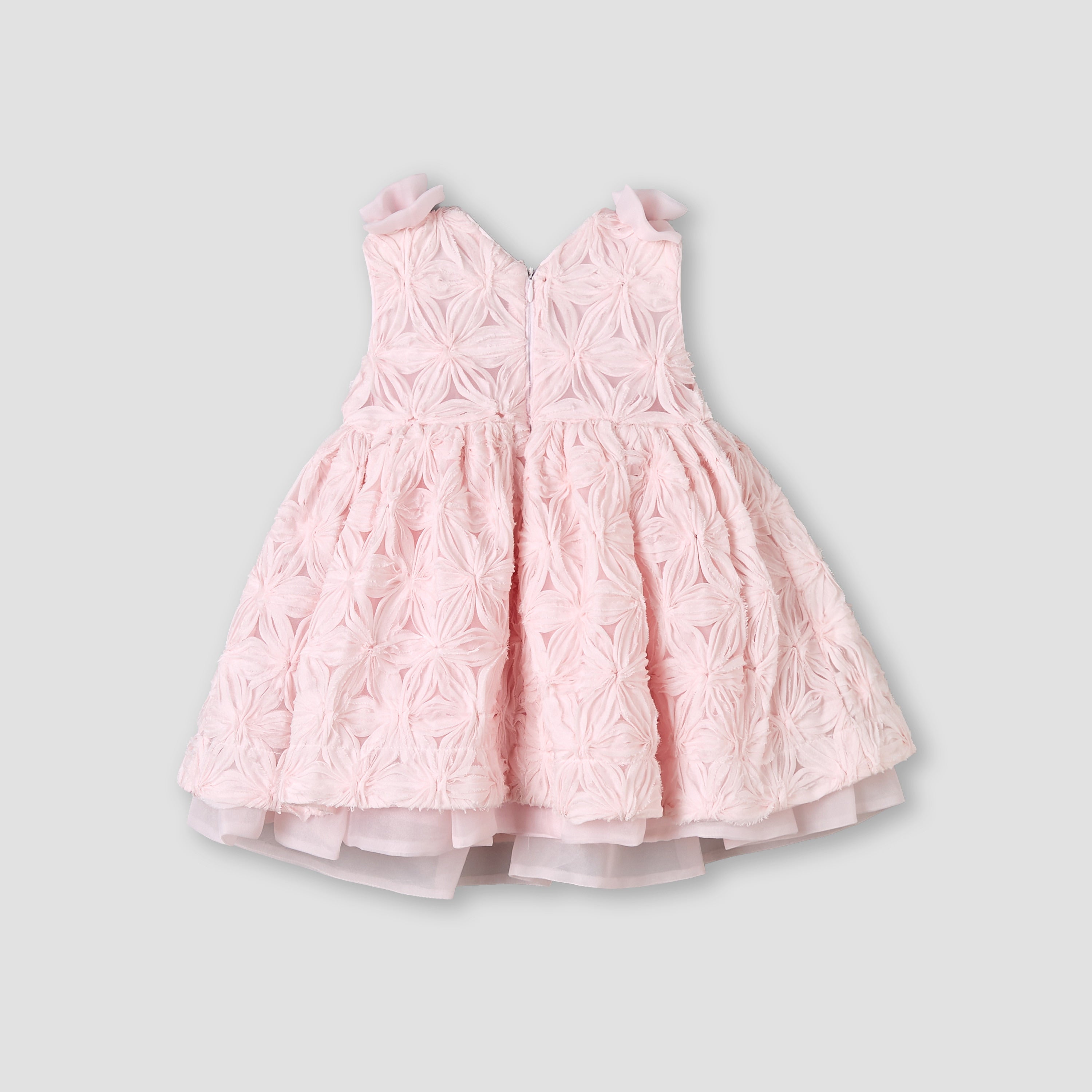 Giggles V-neck Sleeveless A-line Dress with Lace and Bow Design