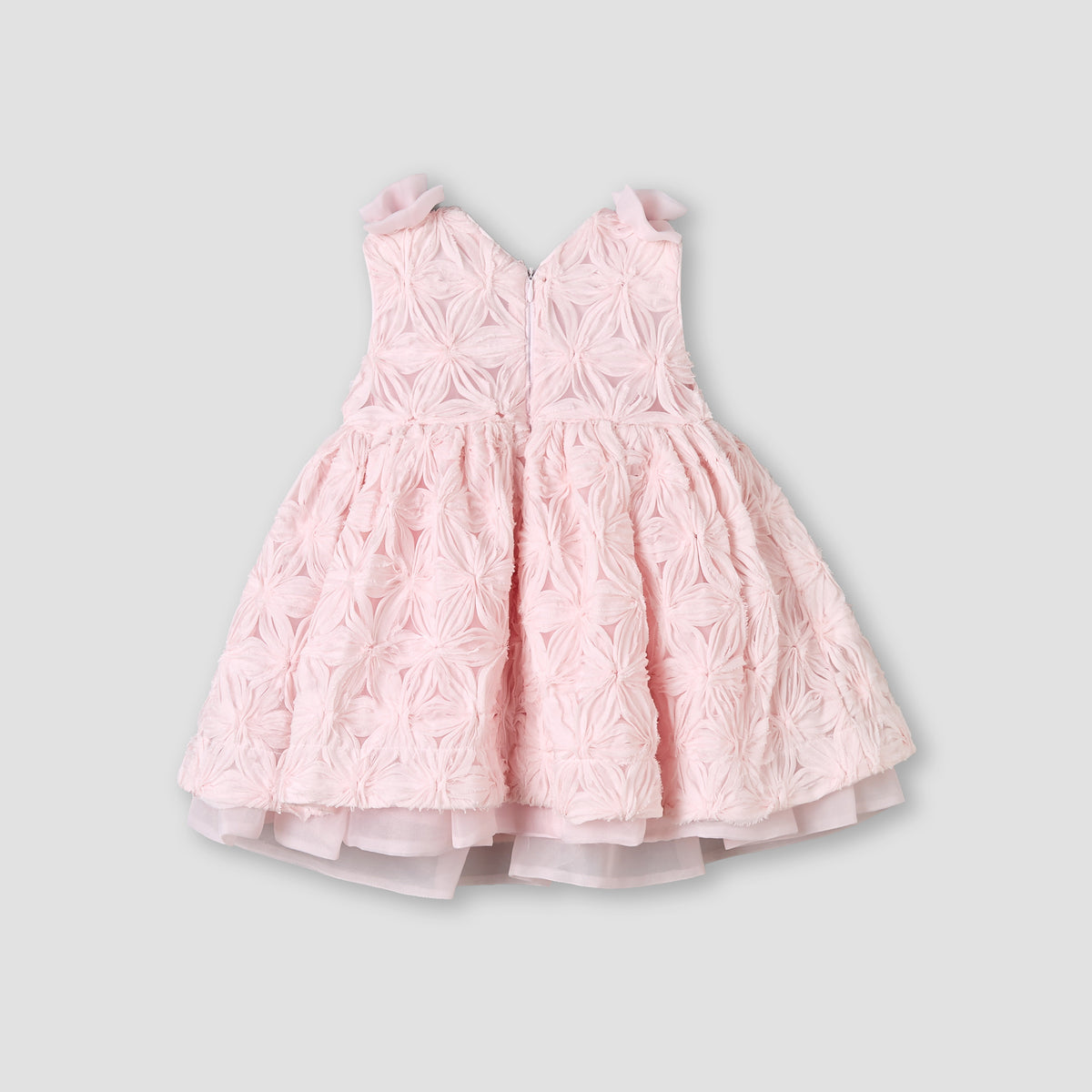 Giggles V-neck Sleeveless A-line Dress with Lace and Bow Design