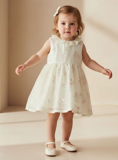 Giggles Round Neck Sleeveless Skater Dress with Floral Embroidery-baby-girls-clothing-dressesandjumpsuits-image-1