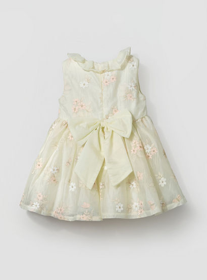 Giggles Round Neck Sleeveless Skater Dress with Floral Embroidery-baby-girls-clothing-dressesandjumpsuits-image-3