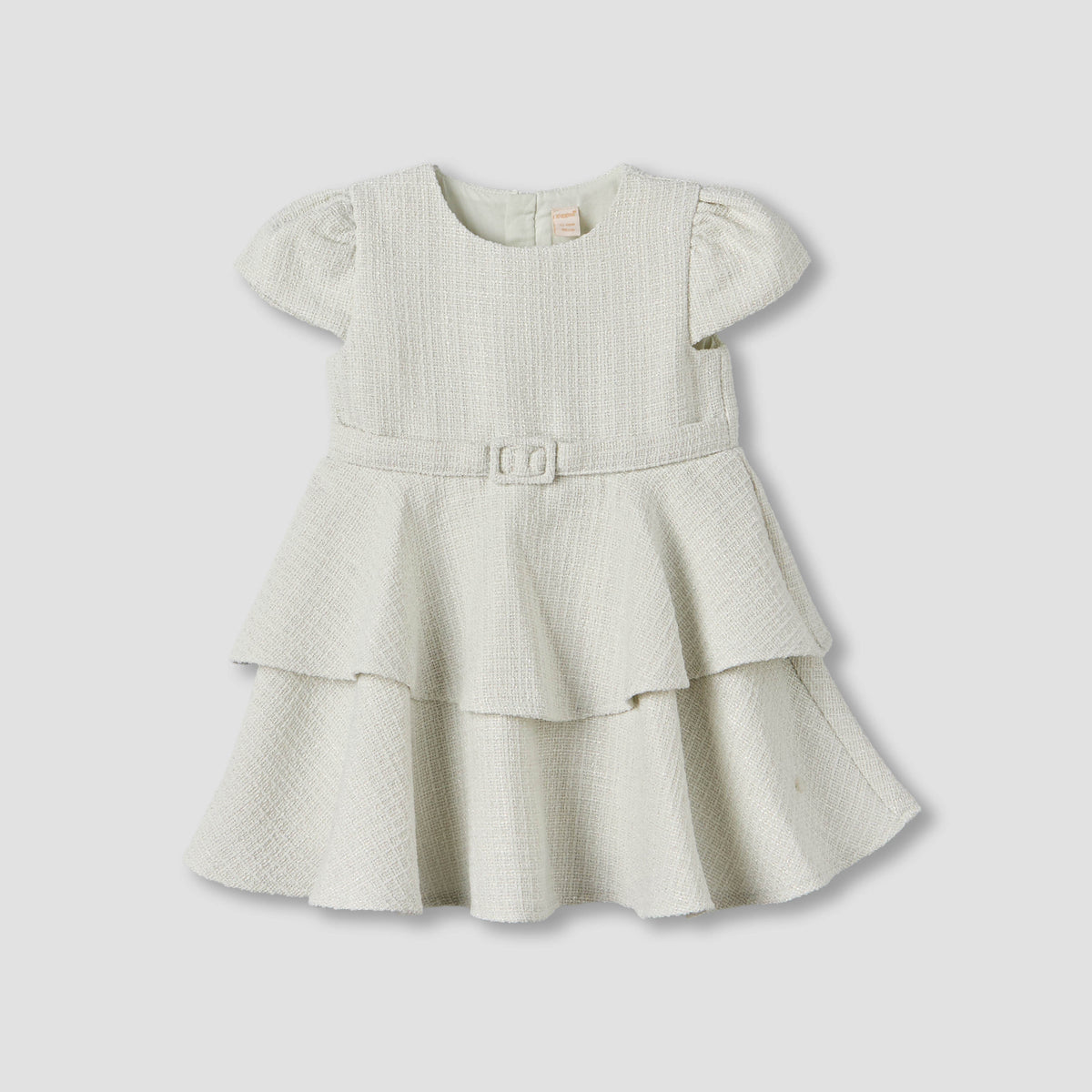 Giggles Round Neck Short Sleeves Empire Dress with Belt Detail