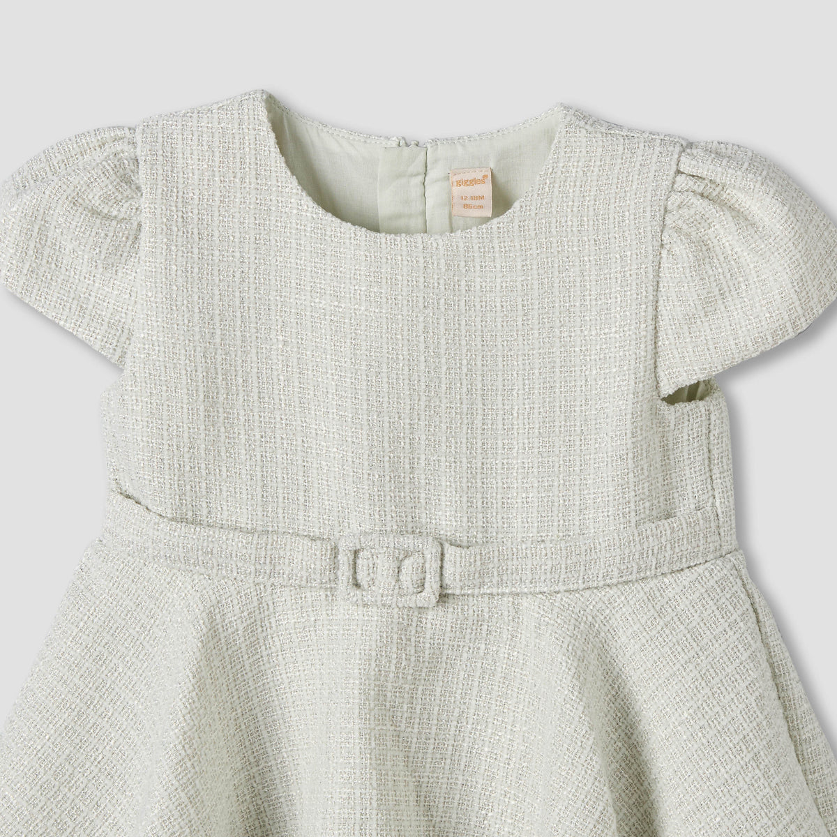 Giggles Round Neck Short Sleeves Empire Dress with Belt Detail