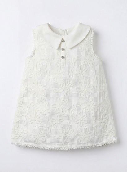 Giggles Collared Sleeveless Dress with Lace and Bow Design-baby-girls-clothing-dressesandjumpsuits-image-2