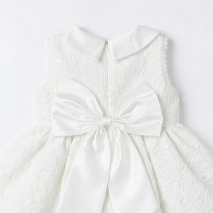 Giggles Collared Sleeveless Dress with Lace and Bow Design