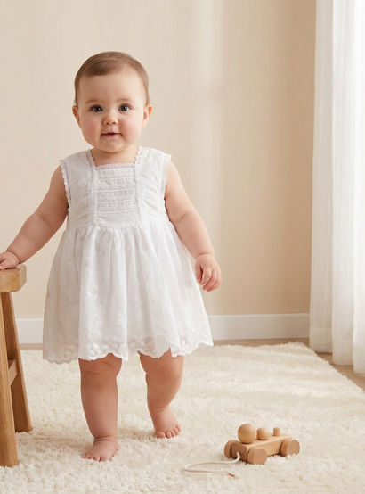 Giggles Square Neck Sleeveless A-line Dress with Floral Embroidery-baby-girls-clothing-dressesandjumpsuits-image-1