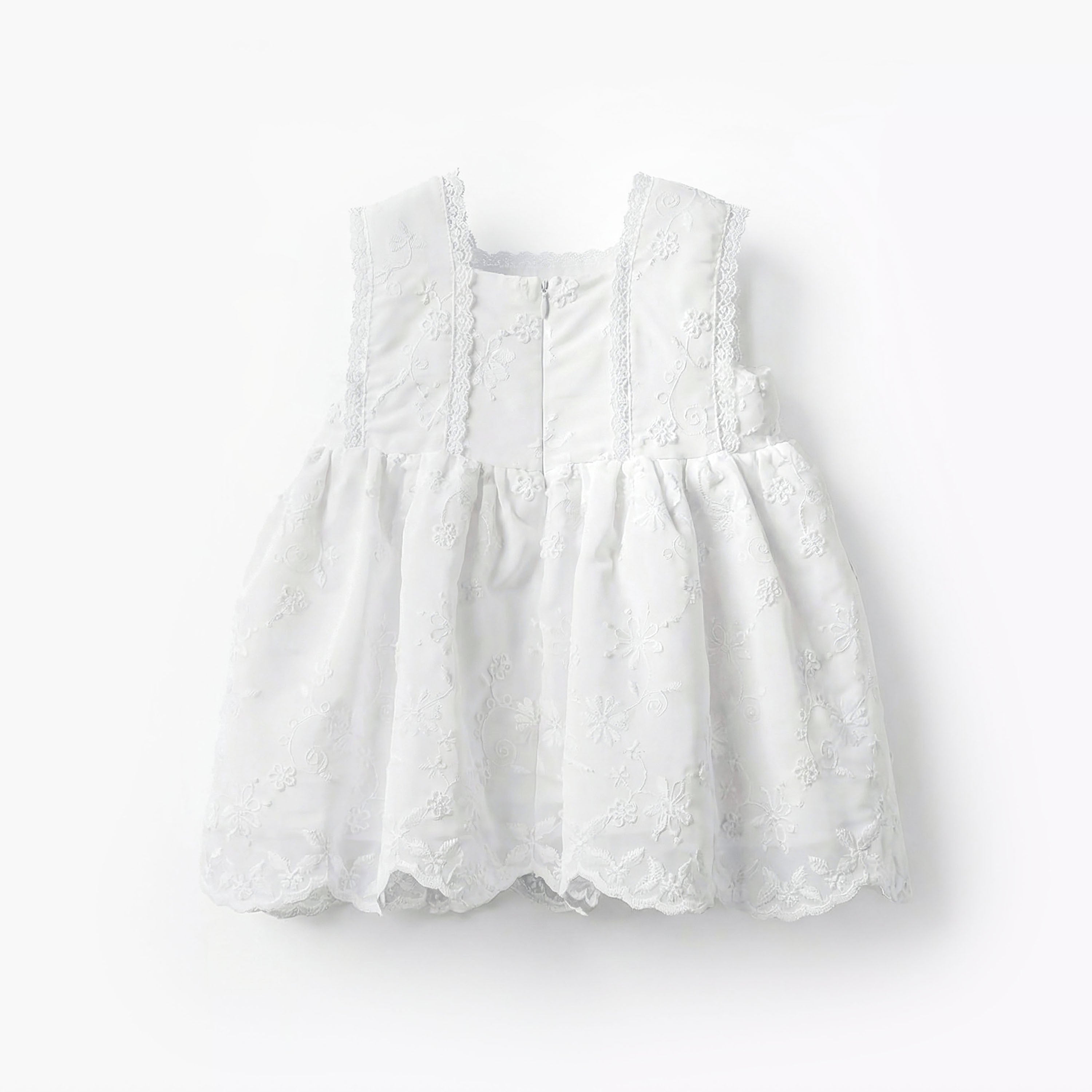 Giggles Square Neck Sleeveless A-line Dress with Floral Embroidery