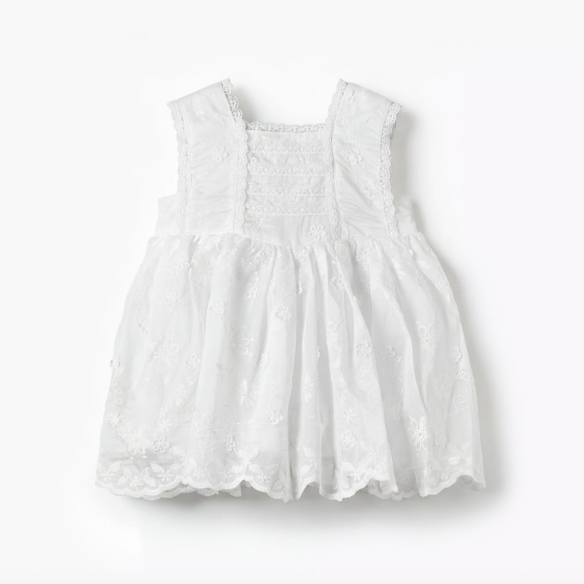 Giggles Square Neck Sleeveless A-line Dress with Floral Embroidery