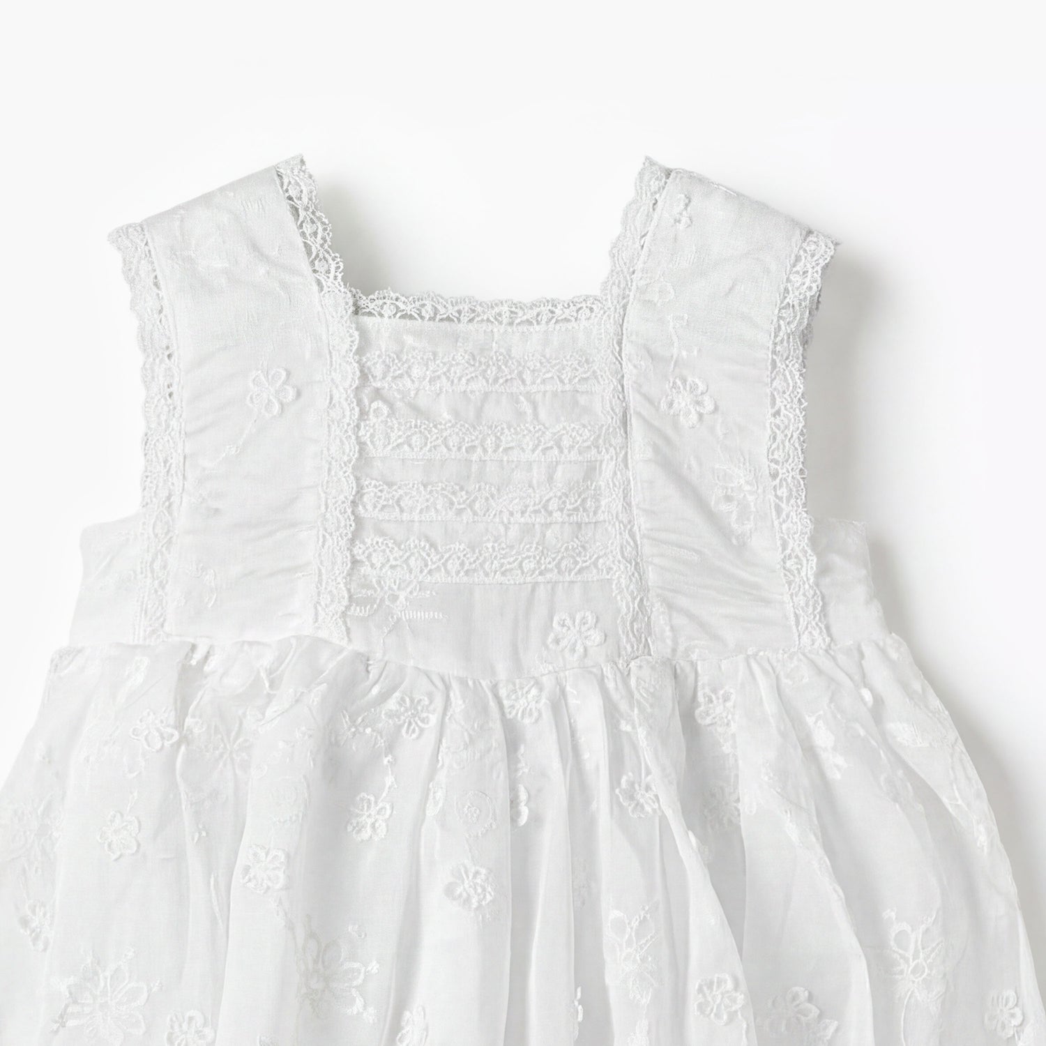 Giggles Square Neck Sleeveless A-line Dress with Floral Embroidery