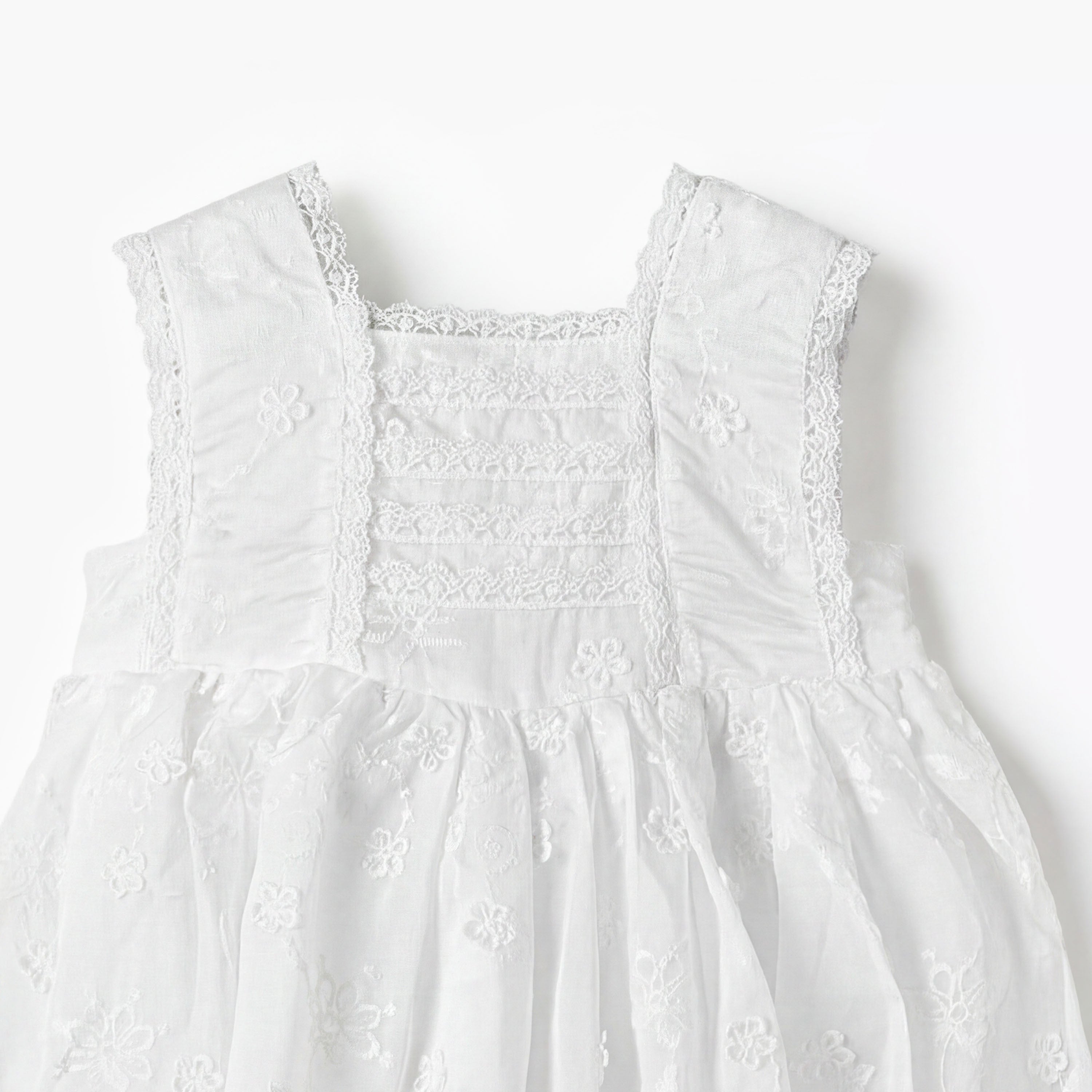 Giggles Square Neck Sleeveless A-line Dress with Floral Embroidery