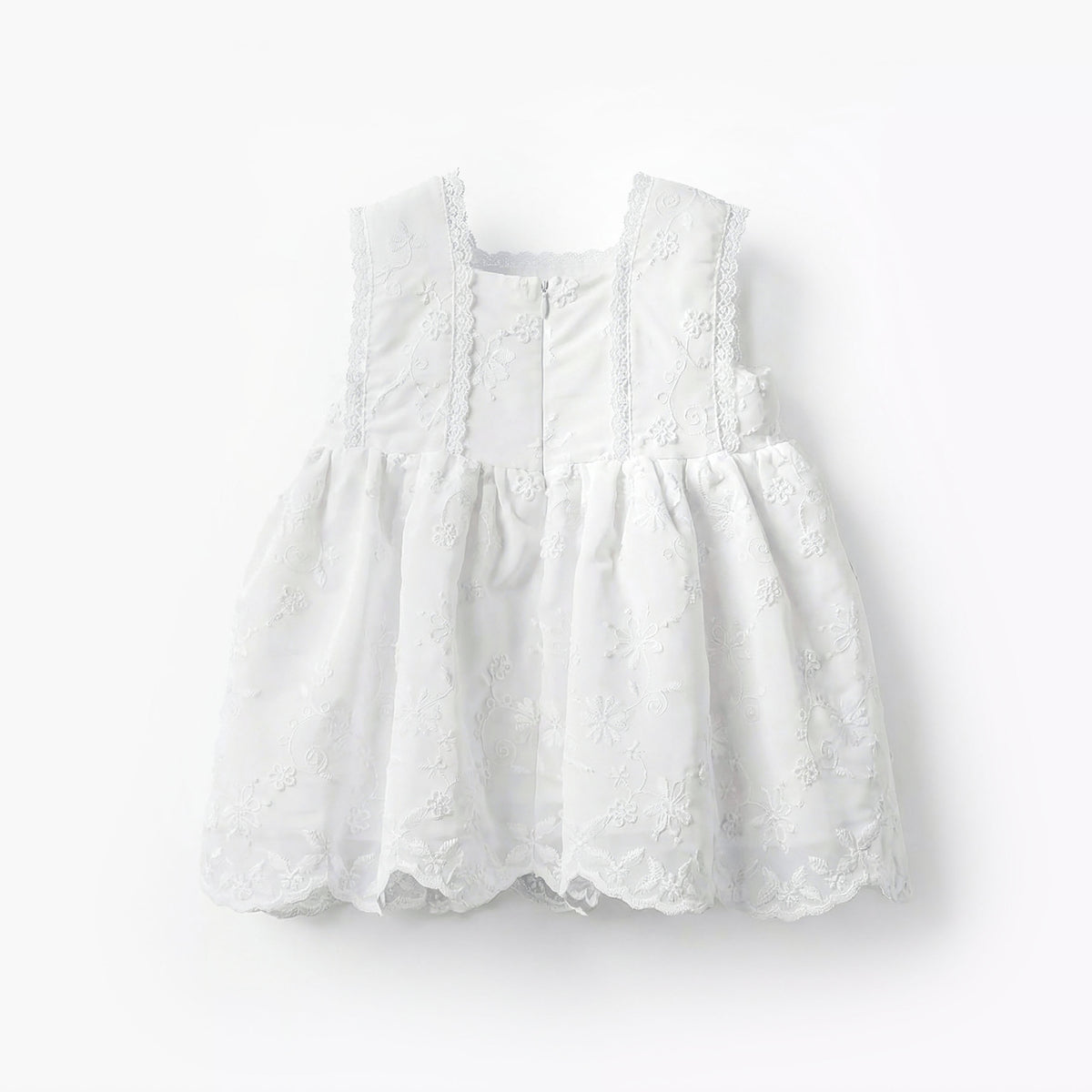 Giggles Square Neck Sleeveless A-line Dress with Floral Embroidery
