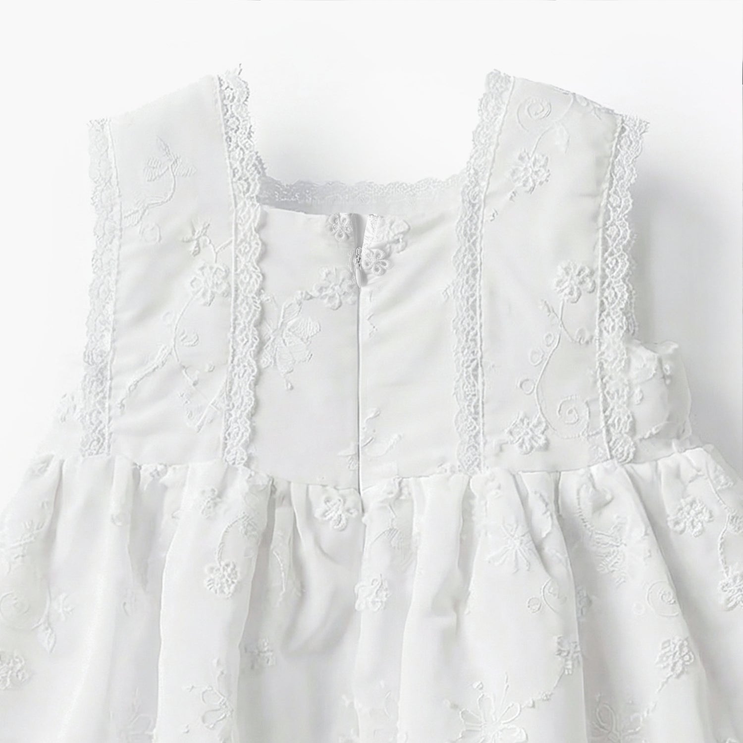 Giggles Square Neck Sleeveless A-line Dress with Floral Embroidery