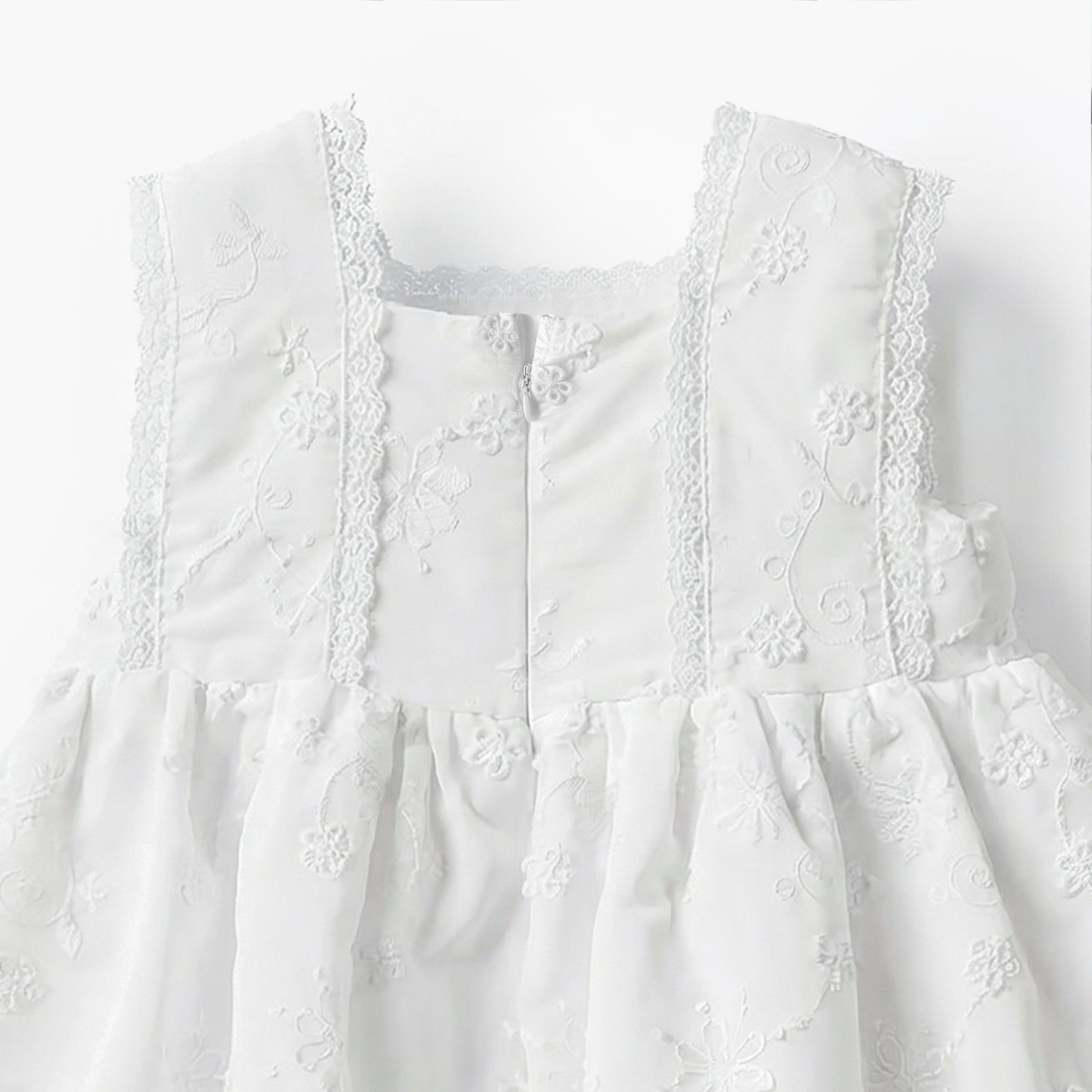 Giggles Square Neck Sleeveless A-line Dress with Floral Embroidery