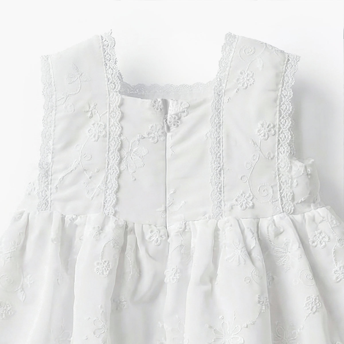 Giggles Square Neck Sleeveless A-line Dress with Floral Embroidery