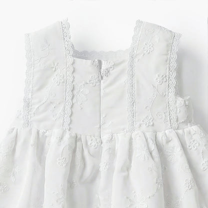 Giggles Square Neck Sleeveless A-line Dress with Floral Embroidery