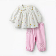 Giggles Peter Pan Collar Long Sleeves Top and Pants Set with Floral Embroidery-undefined-image-1