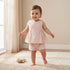 Giggles Round Neck Sleeveless Peplum Top and Shorts Set with Floral Embroidery - Pink / 24-36 mths