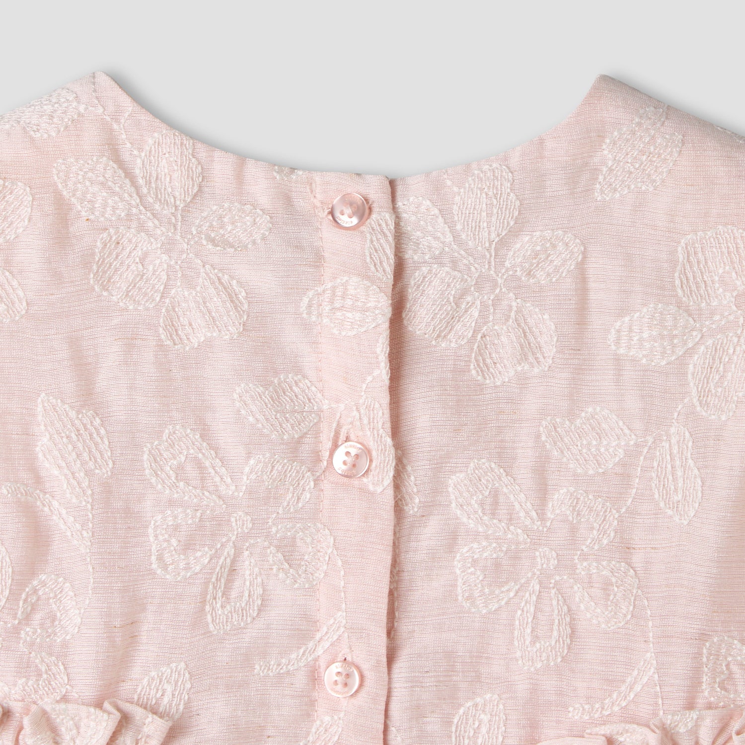 Giggles Round Neck Sleeveless Peplum Top and Shorts Set with Floral Embroidery