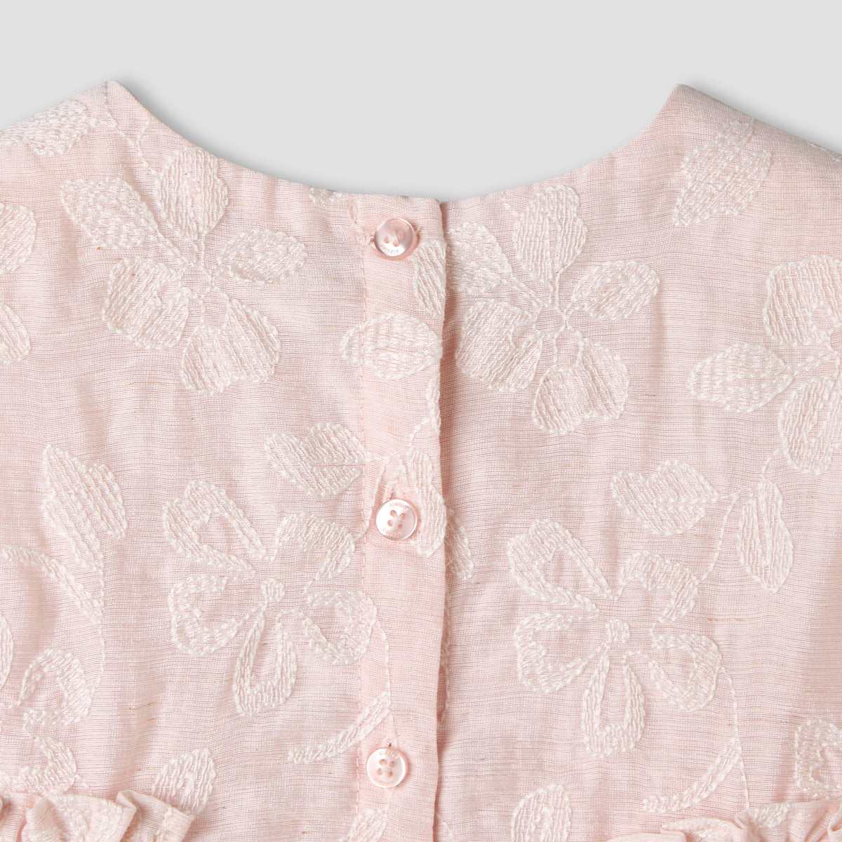 Giggles Round Neck Sleeveless Peplum Top and Shorts Set with Floral Embroidery