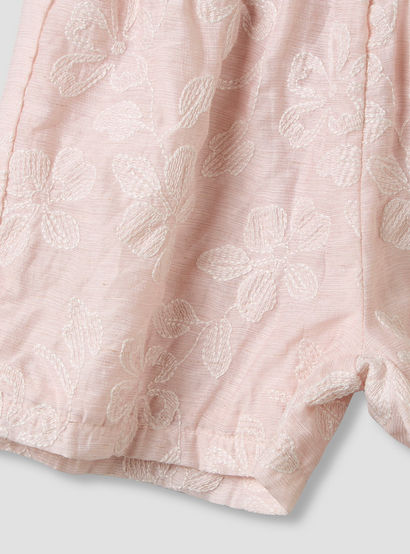 Giggles Round Neck Sleeveless Peplum Top and Shorts Set with Floral Embroidery-baby-girls-clothing-setsandcoords-image-12