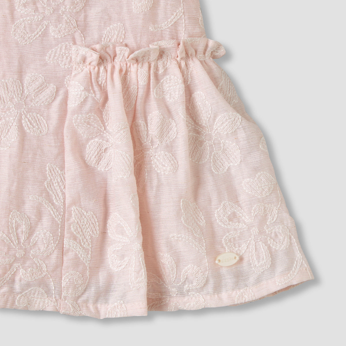 Giggles Round Neck Sleeveless Peplum Top and Shorts Set with Floral Embroidery