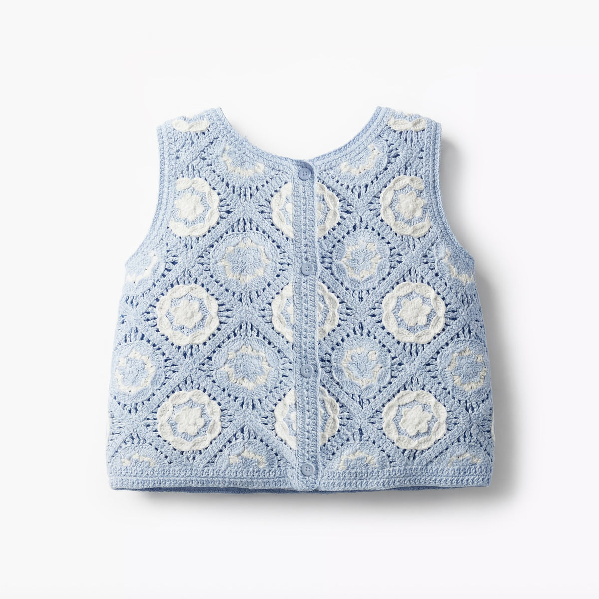 Giggles Round Neck Sleeveless Crochet Top and Shorts Set with Hairband