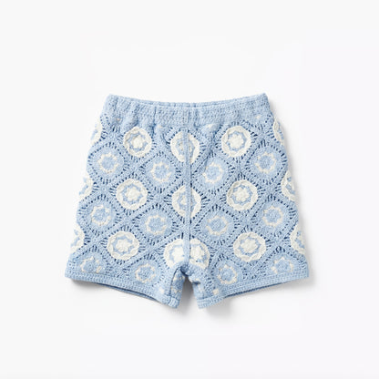 Giggles Round Neck Sleeveless Crochet Top and Shorts Set with Hairband