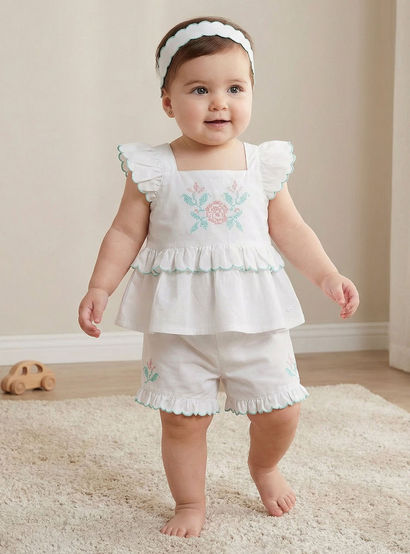 Giggles Square Neck Sleeveless Top and Shorts Set with Headband-baby-girls-clothing-setsandcoords-image-2