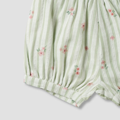Giggles Square Neck Straps Sleeve Top and Shorts Set with Floral Print