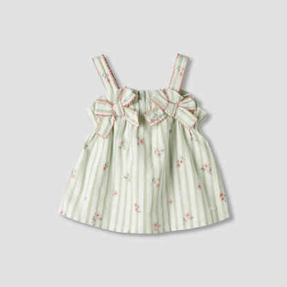 Giggles Square Neck Straps Sleeve Top and Shorts Set with Floral Print