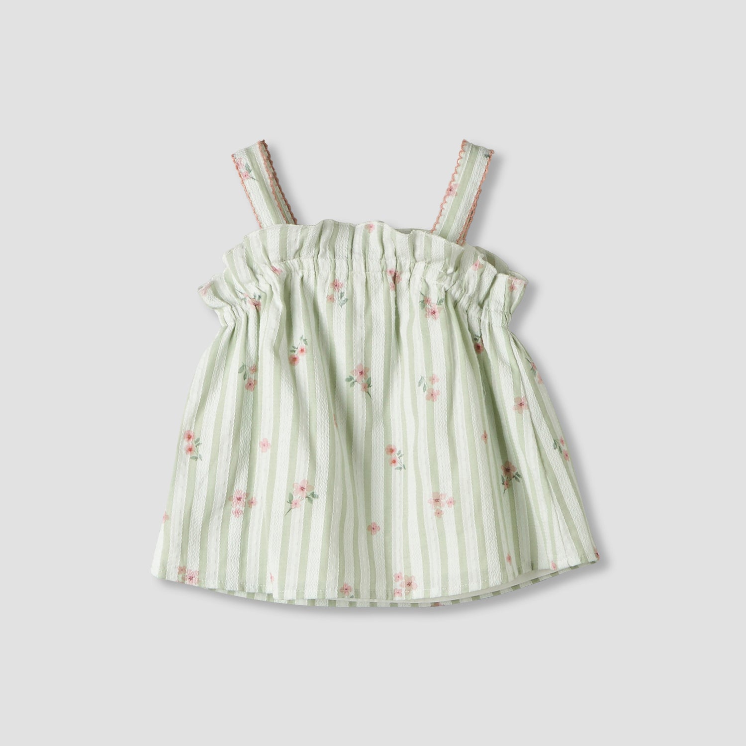 Giggles Square Neck Straps Sleeve Top and Shorts Set with Floral Print
