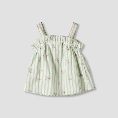 Giggles Square Neck Straps Sleeve Top and Shorts Set with Floral Print