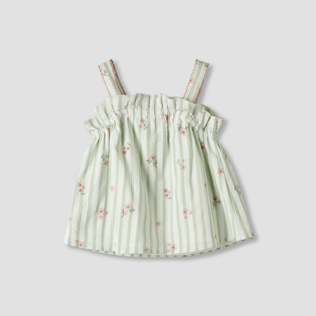 Giggles Square Neck Straps Sleeve Top and Shorts Set with Floral Print